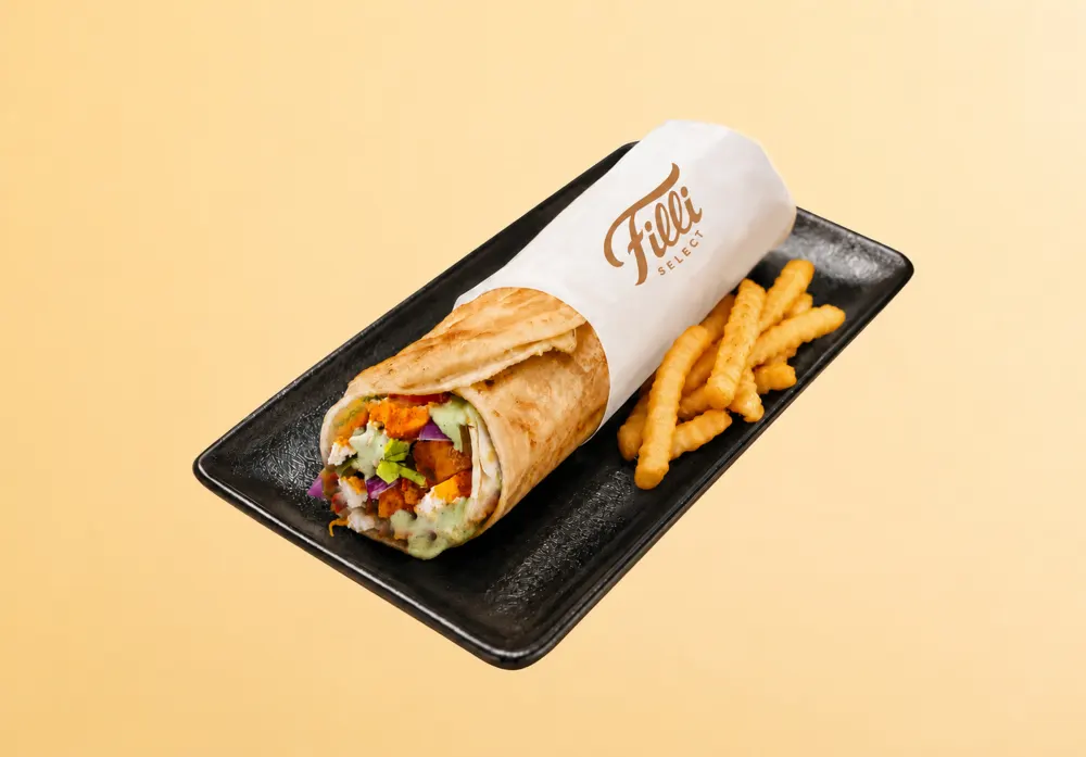 Chicken / Paneer Tikka Roll w/ Fries - FiLLi Cafe