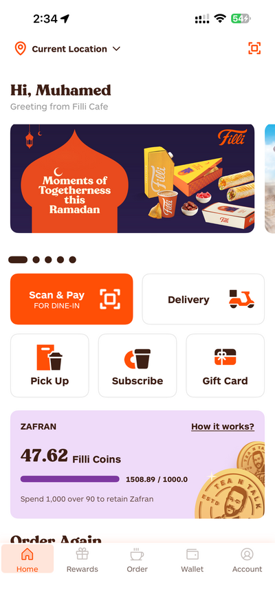 FiLLi App — Home Screen
