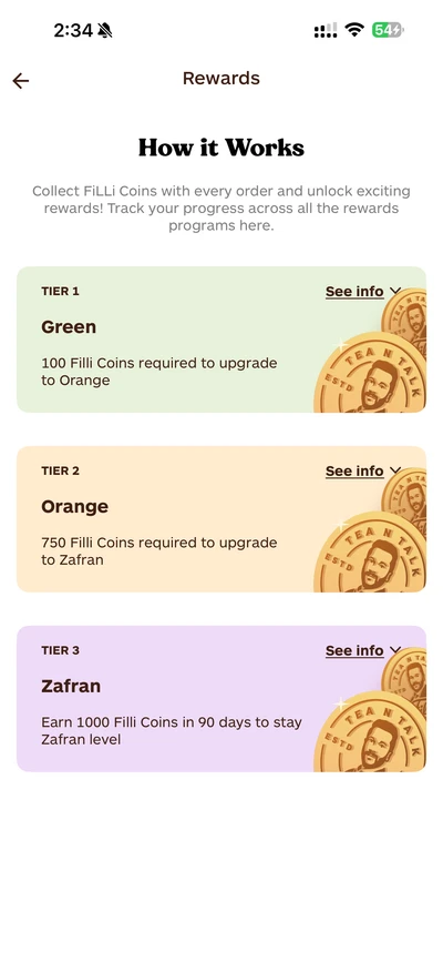 FiLLi App — Loyalty Rewards Tiers