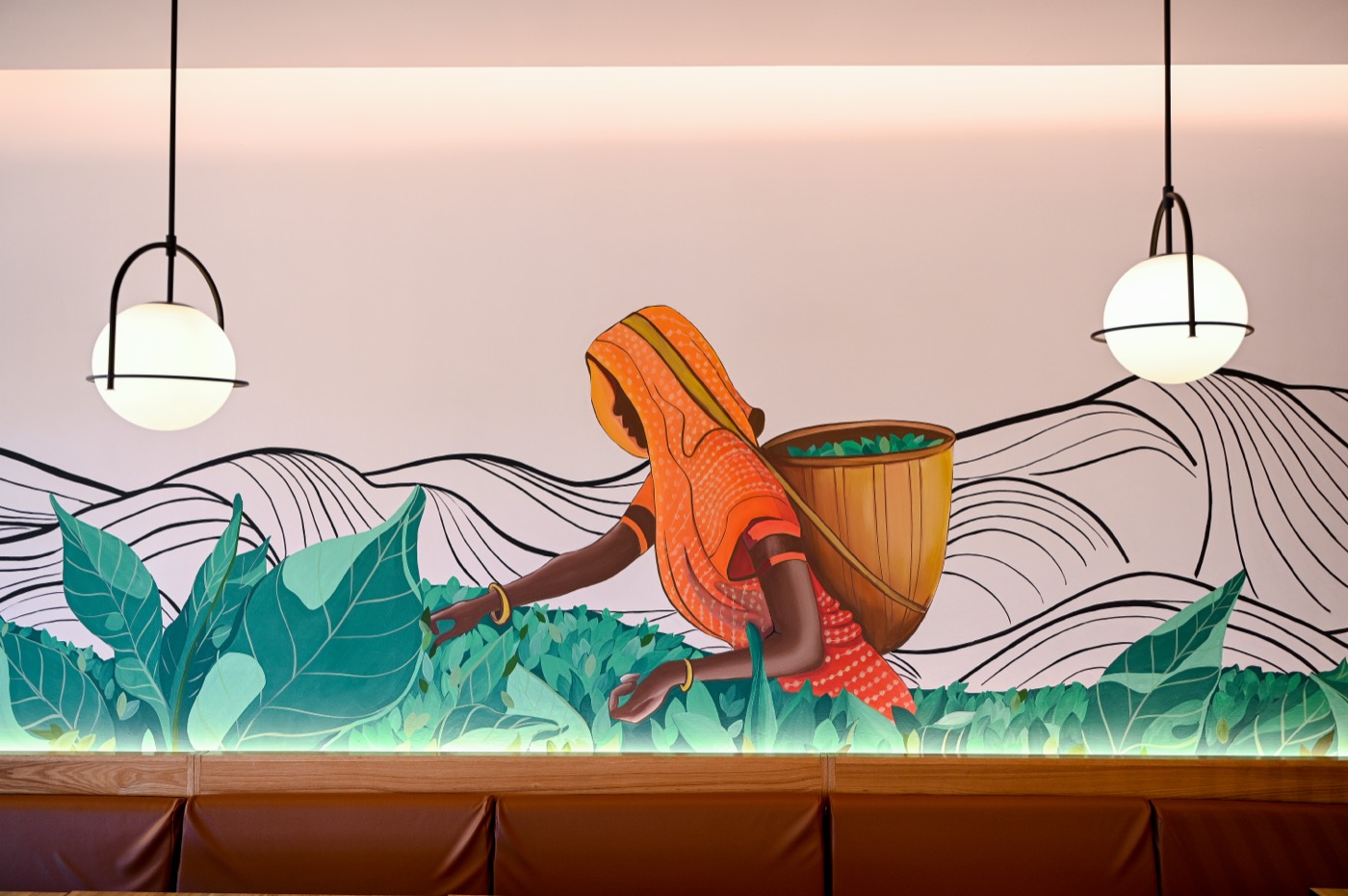 FiLLi Cafe - Tea Picker Mural Art